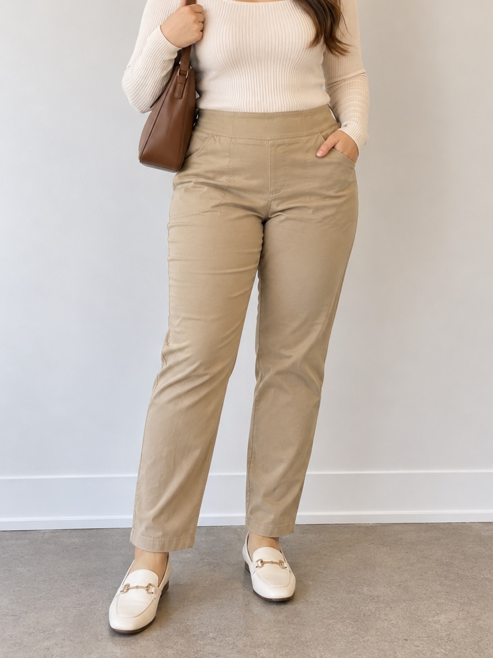 CJ Banks Straight-Leg Pants in Khaki